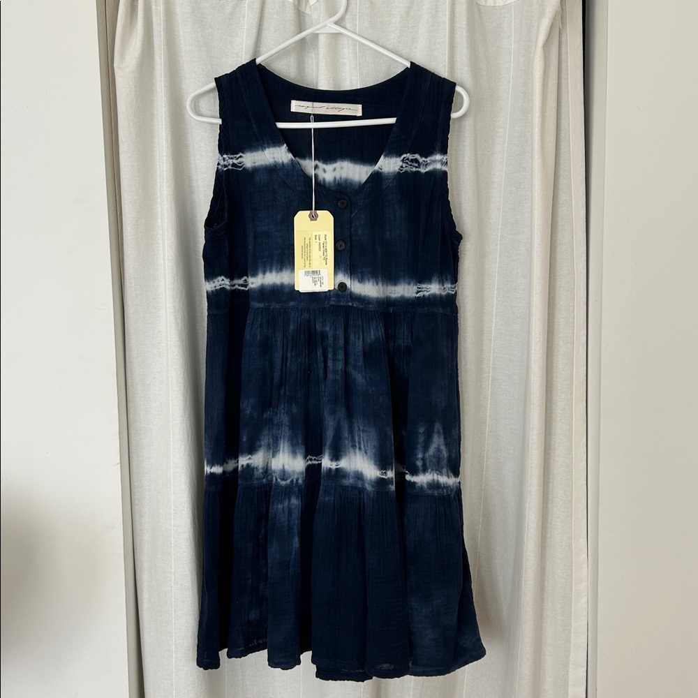 RAQUEL ALLEGRA NWT tiered indigo the-dye roma dress size 1